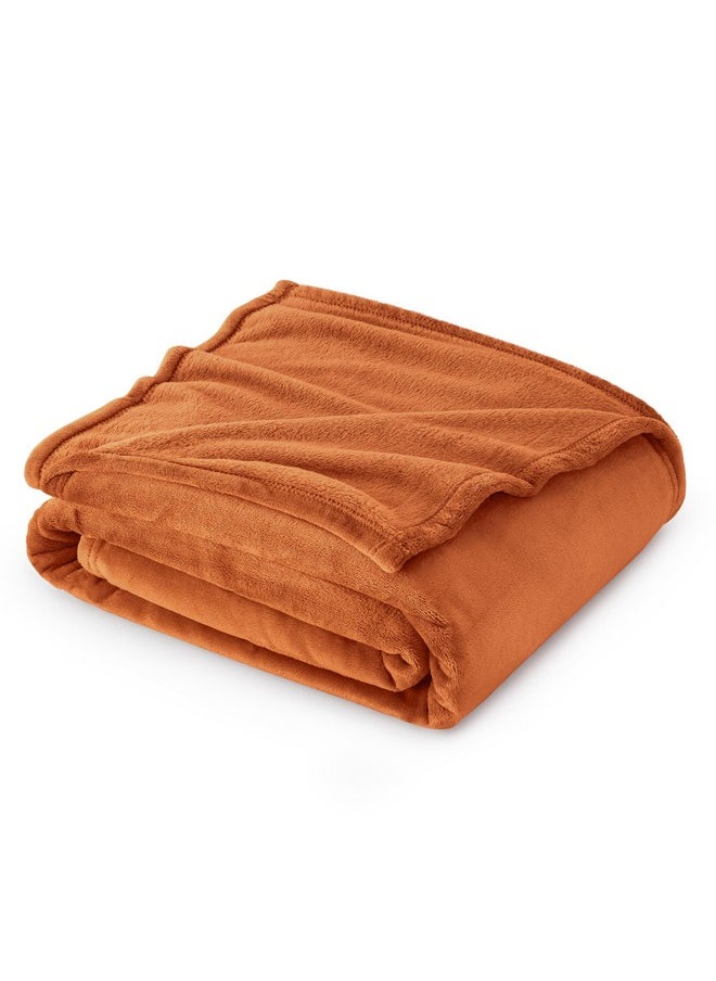 Bedsure Burnt Orange Throw Blankets Fleece Blanket Throw Blanket Mango - 300GSM Soft Lightweight Plush Cozy Blankets for Bed, Sofa, Couch, Travel, Camping