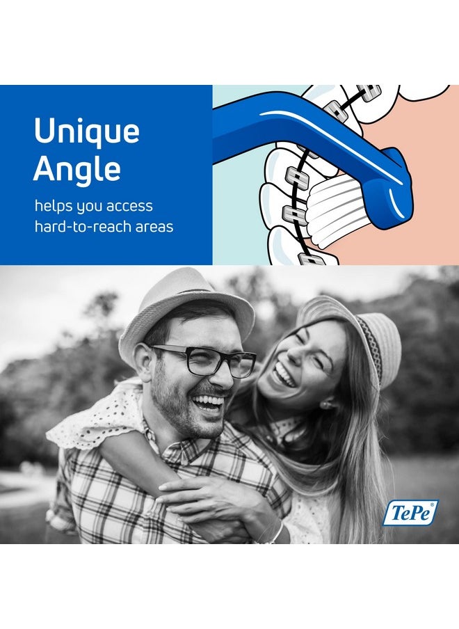 TEPE Angled Soft Bristle Toothbrush, Orthodontic Toothbrush for Braces, Small Head Toothbrush for Retainers, Implants, Universal Care, 1 Pk