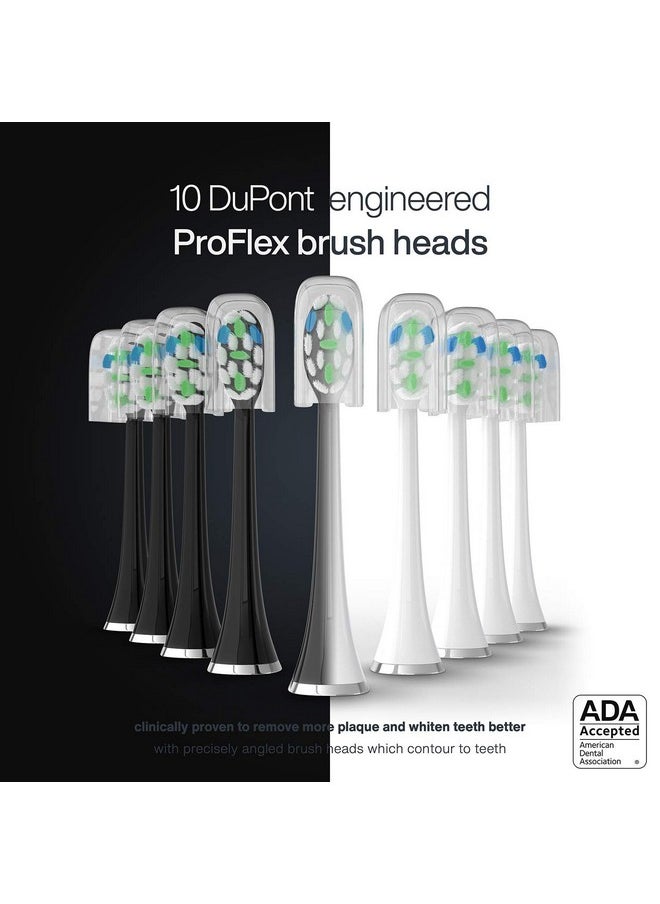 AquaSonic DUO PRO - Ultra Whitening 40,000 VPM Electric ToothBrushes - ADA Accepted - 4 Modes with Smart Timers - UV Sanitizing & Wireless Charging Base - 10 ProFlex Brush Heads & 2 Travel Cases