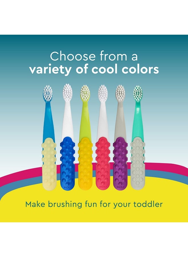 RADIUS Totz Plus Brush Kids Toothbrush Silky Soft BPA Free ADA Accepted Designed for Delicate Teeth & Gums for Children 3 Years & Up - Bluewhite/GreenYellow/Blueblue - Pack of 3