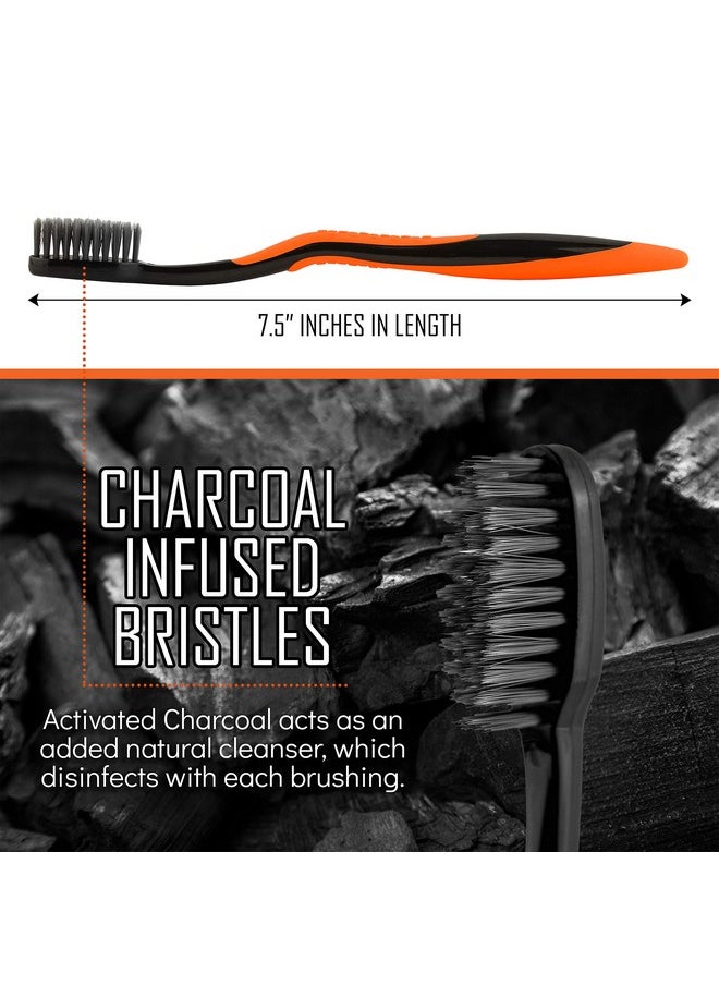 Dental Check 6 Pack Toothbrush, Natural Teeth Whitening Solution, Ultra-Soft Bristles for Dental Care, Angled Bristles for Hard-to-Reach Areas, Clean Away 99% of Plaque & Brighten a Smile (Charcoal)