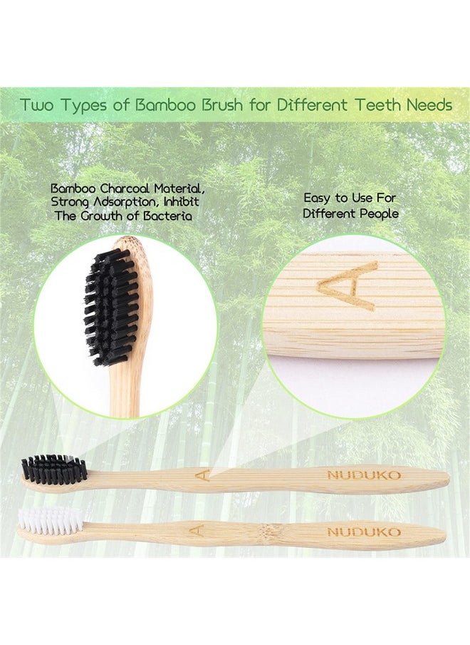 NUDUKO Biodegradable Bamboo Toothbrushes, 10 Piece BPA Free Soft Bristles Toothbrushes, Natural, Eco-Friendly, Green and Compostable