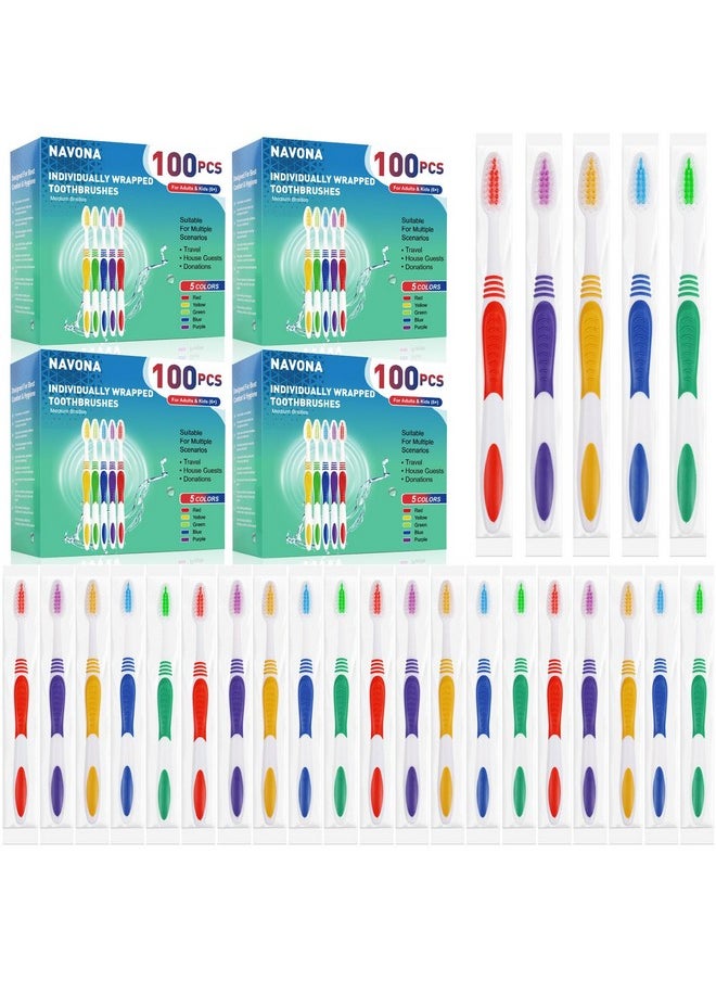 Navona 400 PCS Premium Individually Wrapped Bulk Toothbrush Pack, Disposable Toothbrush, Soft Toothbrush for Adult or Kid, Soft Bristle Toothbrush, Ergonomics Handle, Perfect for Travel,Hotel,Donation