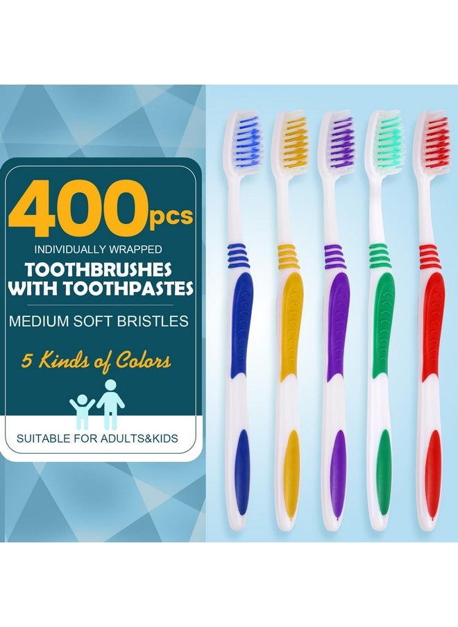 Navona 400 PCS Premium Individually Wrapped Bulk Toothbrush Pack, Disposable Toothbrush, Soft Toothbrush for Adult or Kid, Soft Bristle Toothbrush, Ergonomics Handle, Perfect for Travel,Hotel,Donation