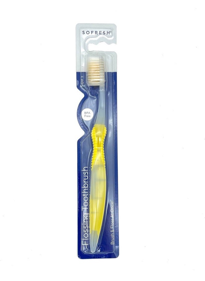 One Sofresh Flossing Toothbrush Soft Full Size Assorted Colors
