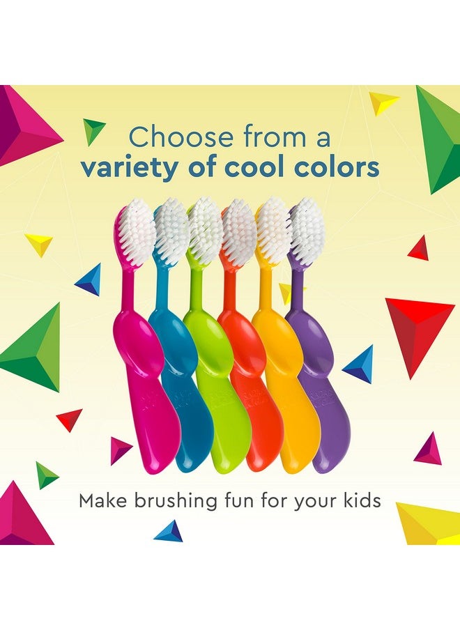 RADIUS Kidz Toothbrush Children's Right Hand BPA Free ADA Accepted Designed to Clean Teeth & Gums for Children 6 Years & Up - Assorted Colors - Pack of 6