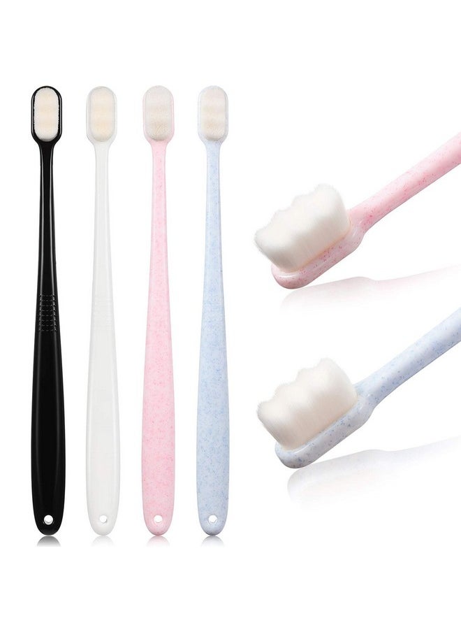 4 Pieces Extra Soft Toothbrushes for Sensitive Gums with 20000 Micro Nano Bristle for Adult Pregnant Gum Recession Elderly Braces, Protect Fragile Gums(Black, White, Pink, Blue)