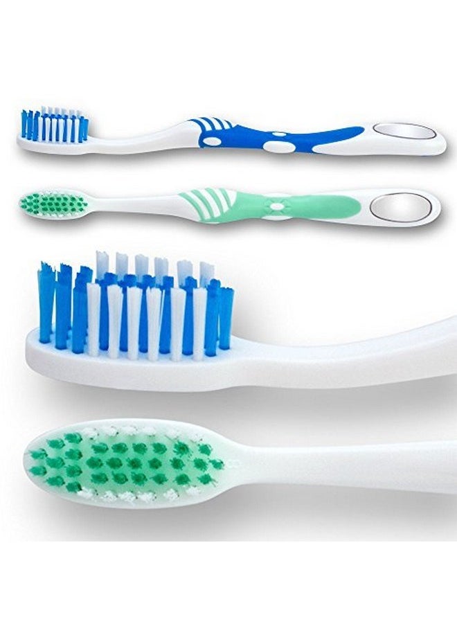 SmileGoods A403 Toothbrush, 40 Tuft, With Mouth Mirror, Individually Packaged Toothbrushes, Assorted Colors, Bulk Pack of 72