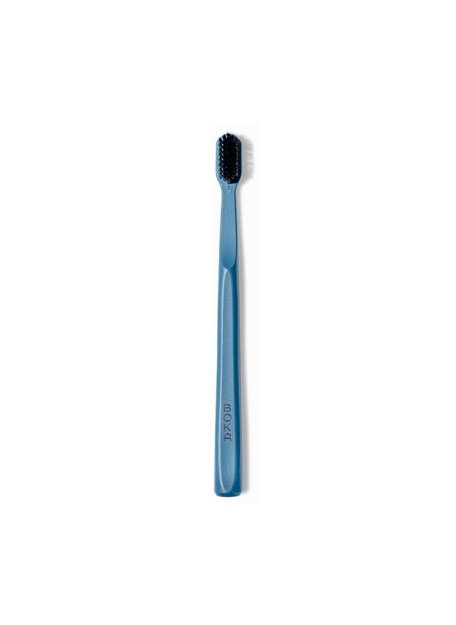 Boka Classic Manual Toothbrush with Extra Soft Activated-Charcoal, Tapered Bristles, Bioplastic Handle That Includes Travel Cap, Dentist-Approved, Great for Adults and Kids, Blue (Pack of 1)