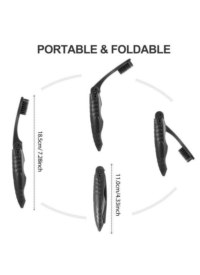 Boao 8 Packs Travel Toothbrushes Individually Wrapped Black Folding Toothbrush for Travel Camping Portable Charcoal Toothbrush with Soft Medium Bristles