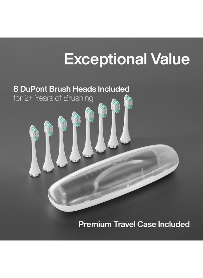 Aquasonic Vibe Series Ultra-Whitening Toothbrush - ADA Accepted Electric Toothbrush - 8 Brush Heads & Travel Case - 40,000 VPM Motor & Wireless Charging - 4 Modes w Smart Timer - Charcoal Metallic