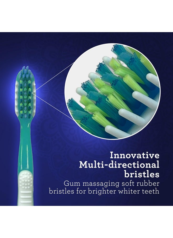 GuruNanda Multi-Action Toothbrush with Tongue Cleaner - Soft Bristles for Sensitive Teeth & Gums - Assorted Colors, Pack of 8