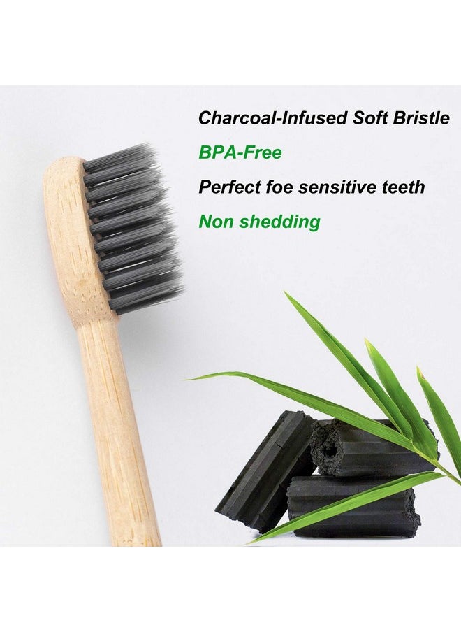 Biodegradable Bamboo Toothbrush, Natural Charcoal toothbrushes Soft Bristle Toothbrush Eco-Friendly Sustainable Toothbrush BPA Free Organic Compostable Travel Toothbrushes Wooden toothbrushes, 6 Pack