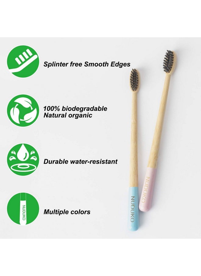 Biodegradable Bamboo Toothbrush, Natural Charcoal toothbrushes Soft Bristle Toothbrush Eco-Friendly Sustainable Toothbrush BPA Free Organic Compostable Travel Toothbrushes Wooden toothbrushes, 6 Pack