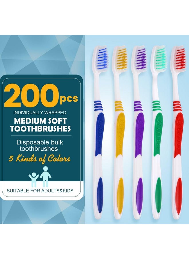 Navona 200 PCS Premium Individually Wrapped Bulk Toothbrush Pack, Disposable Toothbrush, Soft Toothbrush for Adult or Kid, Soft Bristle Toothbrush, Ergonomics Handle, Perfect for Travel,Hotel,Donation