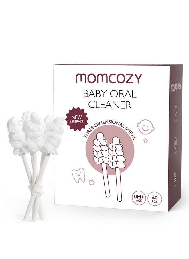 Momcozy Baby Tongue Cleaner Gauze, Baby Toothbrush Disposable Oral Cleaner, Toddler Toothbrush for Tooth Mouth Gum Clean, Infant Toothbrush Oral Cleaning Stick, Baby Oral Cleaner Newborn, 40 Count