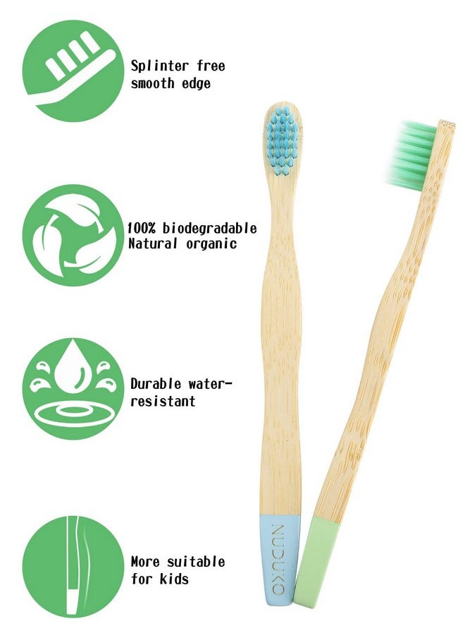 NUDUKO Bamboo Kids Toothbrushes (6 Pack) - Soft Bristle Organic Compostable BPA Free Toothbrush for Kids Toddler Baby Tooth Brush, Eco Friendly Natural Biodegradable Wooden Toothbrush