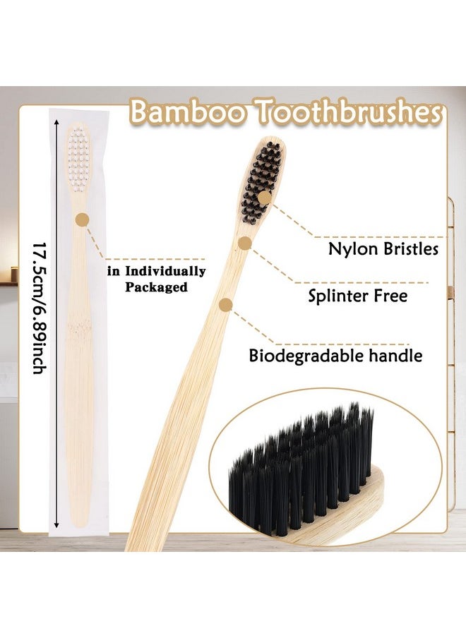 Vesici 200 Pieces Bamboo Toothbrushes Bulk Soft Bristles Toothbrushes with Micro Fur Ultra Wooden Bamboo Tooth Brushes Manual Toothbrushes for Adults Travel Family Hotel Use Individually Packaged