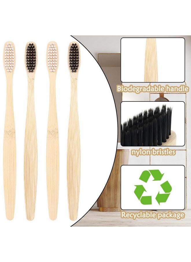 Vesici 200 Pieces Bamboo Toothbrushes Bulk Soft Bristles Toothbrushes with Micro Fur Ultra Wooden Bamboo Tooth Brushes Manual Toothbrushes for Adults Travel Family Hotel Use Individually Packaged