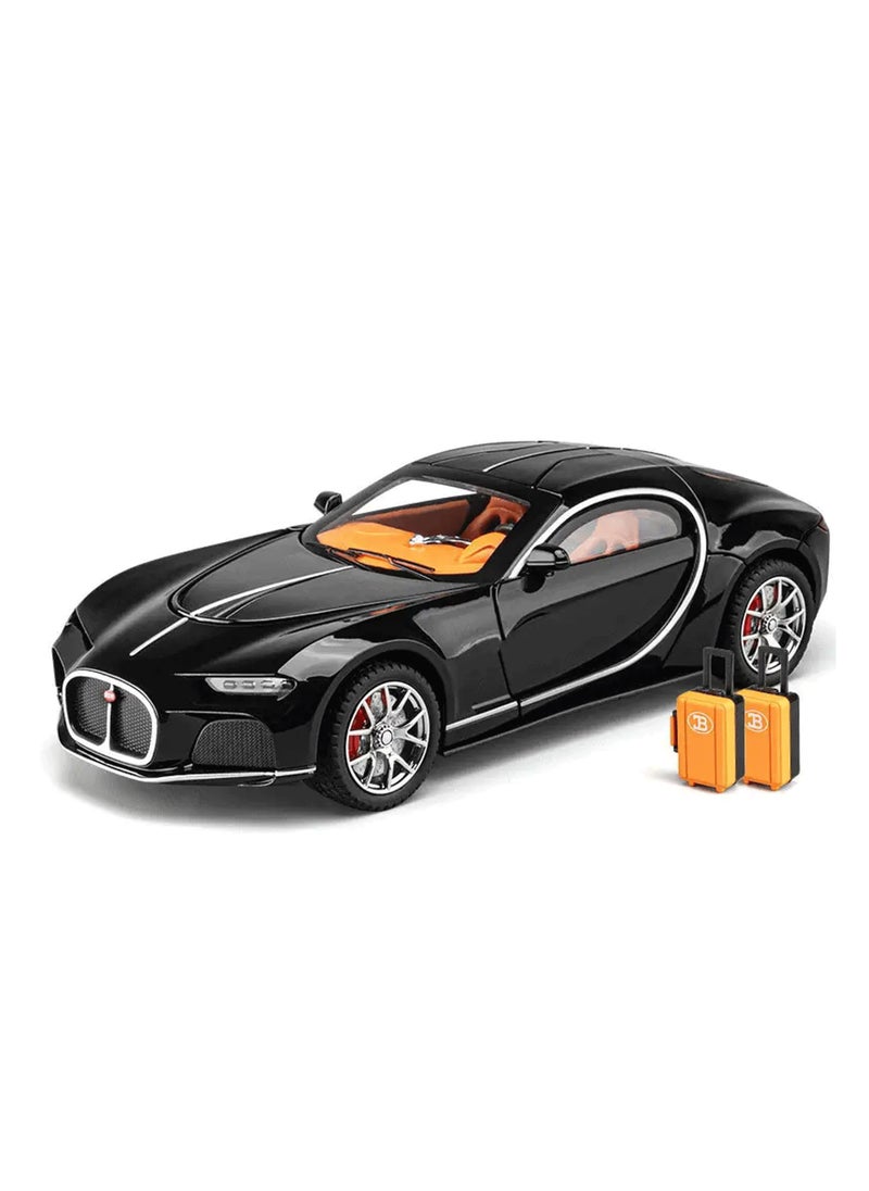 1: 24 Scale Bugatti Atlantic Model Car Toy, Alloy Diecast Car 6 Doors Openable Vehicle with Light Sound Pullback Car Toy