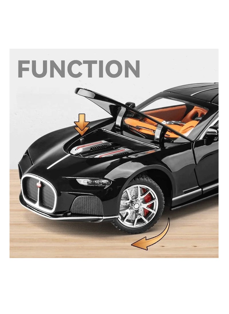 1: 24 Scale Bugatti Atlantic Model Car Toy, Alloy Diecast Car 6 Doors Openable Vehicle with Light Sound Pullback Car Toy