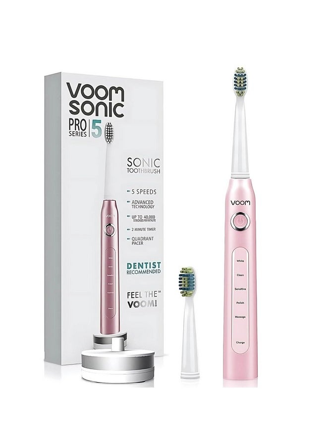 Voom Sonic Pro 5 Electric Toothbrush for Adults - Ultrasonic Electric Toothbrushes with Replacment Brush Head, Dentist Recommended Power Sonic Toothbrush with 5 Modes