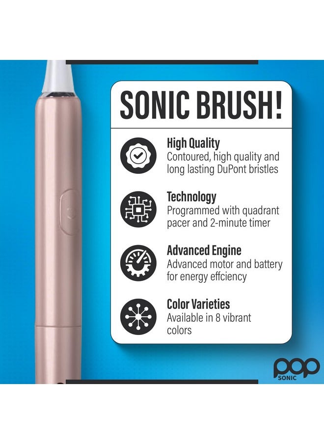 Go Plus Sonic Toothbrushes for Adults w/Electric Toothbrush Case for Adults & Kids - Sonic Toothbrush w/ 2 Speeds - 18000-24000 Vibrations Per Minute (Rose Gold)