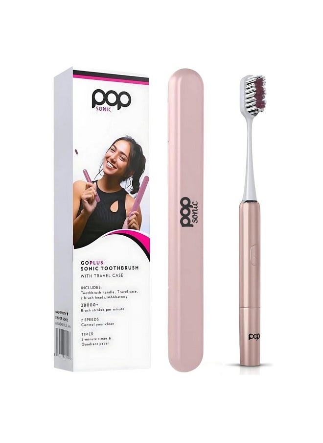 Go Plus Sonic Toothbrushes for Adults w/Electric Toothbrush Case for Adults & Kids - Sonic Toothbrush w/ 2 Speeds - 18000-24000 Vibrations Per Minute (Rose Gold)