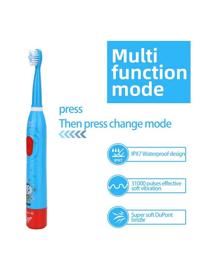 OJV 8630 Kids Sonic Electric Toothbrushes for Children Kids, 6 Modes 2-Min Timer, 6 Brush Heads, USB Rechargeable Power Smart Toothbrush for Girls Oral-Care Age 3-16 with Wall Mounted Holder (Blue)