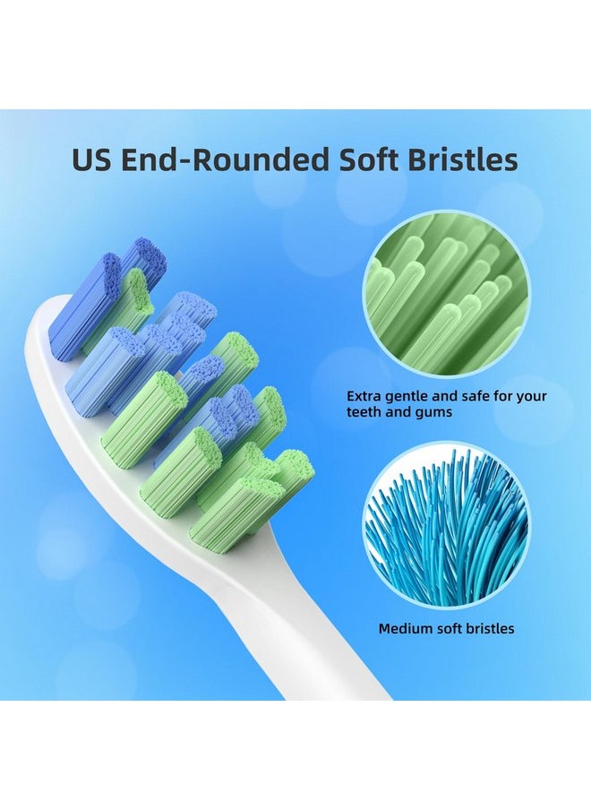 Replacement Brush Heads Compatible with 7am2m AM101/AM105 Sonic Electric Toothbrush - Medium Bristles Toothbrush Refills Compatible with 7am 2m, 10 Count, White