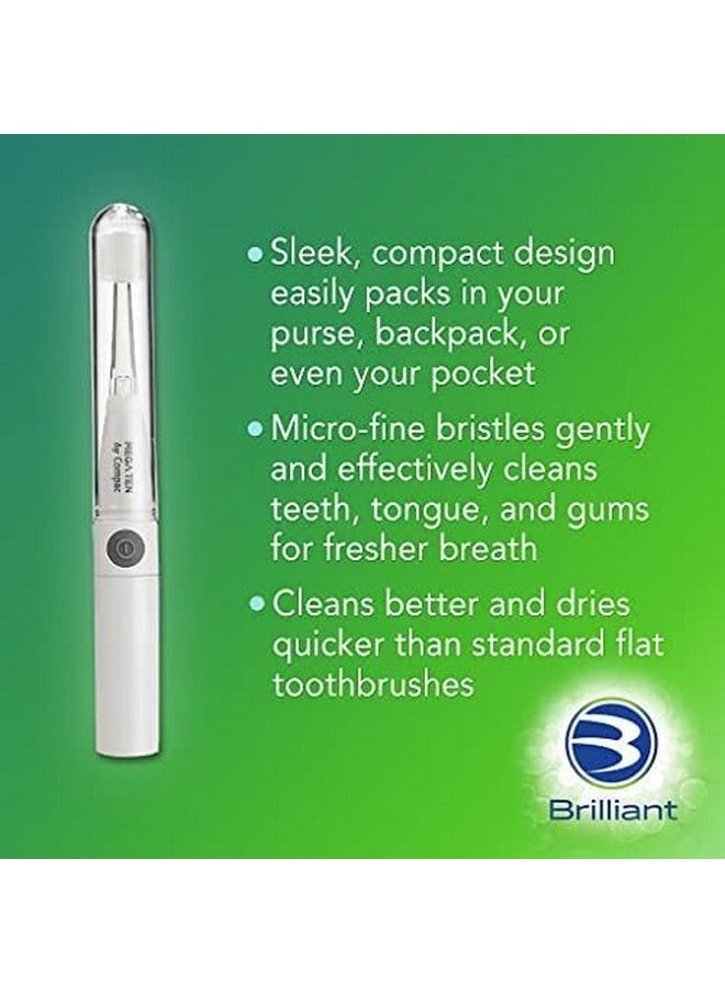 Brilliant Lumi 360 Round Head Travel Sonic Electric Toothbrush for Adults - Tooth Brush with LED Microfiber Bristles Gentle Sonic Technology for a Smile, Vibrating Toothbrush, 4 Brush Heads