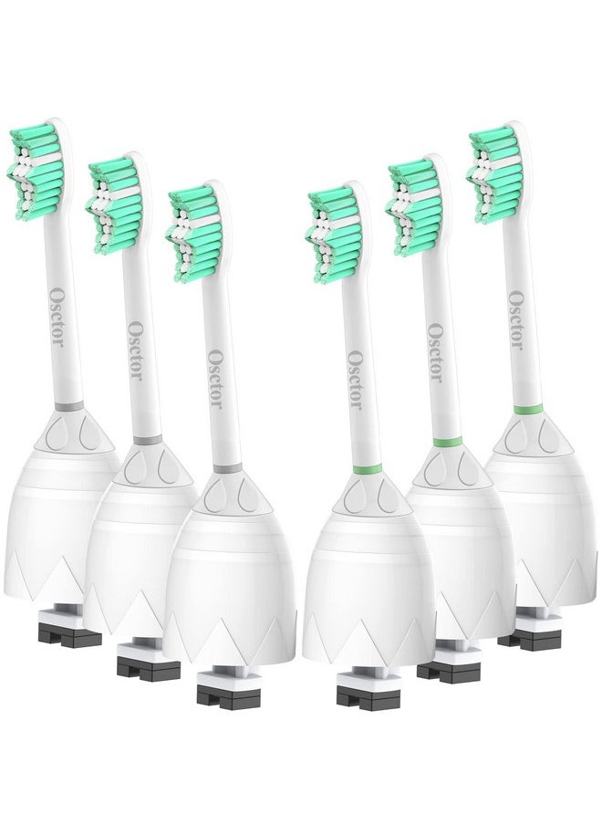 Osctor Replacement Brush Heads Compatible with Phillips Sonicare E-Series HX7022/66, 6 Pack, Fit Essence, Xtreme, Elite, Advance and CleanCare Screw-on Electric Sonic Toothbrush Handles