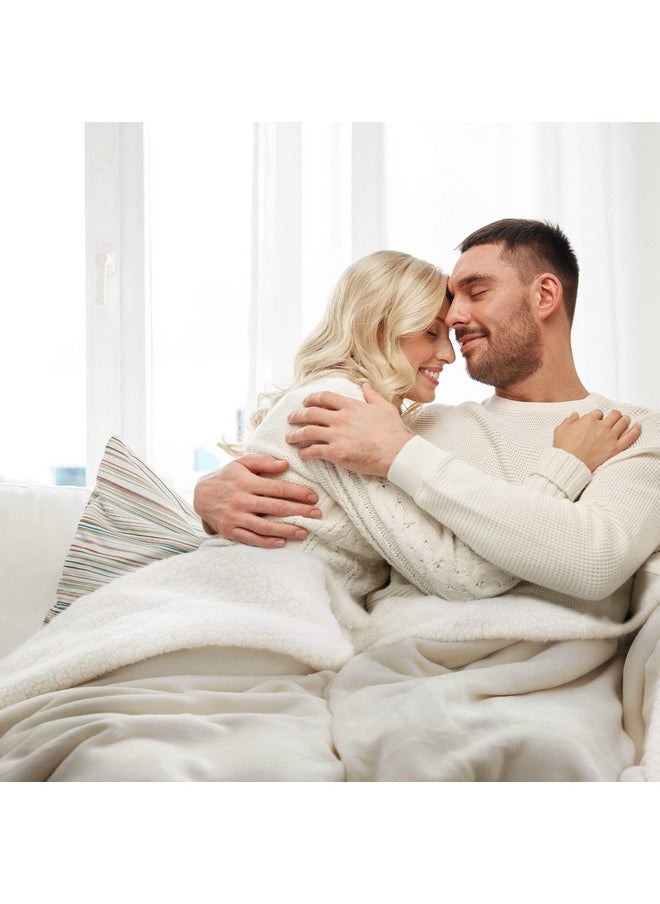 Bedsure Sherpa Fleece Blankets King Size for Bed - Thick and Warm Blanket for Winter, Soft Fuzzy Plush King Blanket for All Seasons, Linen, 108x90 Inches