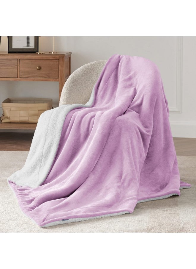 Bedsure Sherpa Fleece Throw Blanket for Couch - Thick and Warm Blanket for Winter, Soft Fuzzy Plush Throw Blanket for All Seasons, Lilac, 50x60 Inches