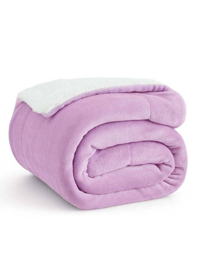 Bedsure Sherpa Fleece Throw Blanket for Couch - Thick and Warm Blanket for Winter, Soft Fuzzy Plush Throw Blanket for All Seasons, Lilac, 50x60 Inches