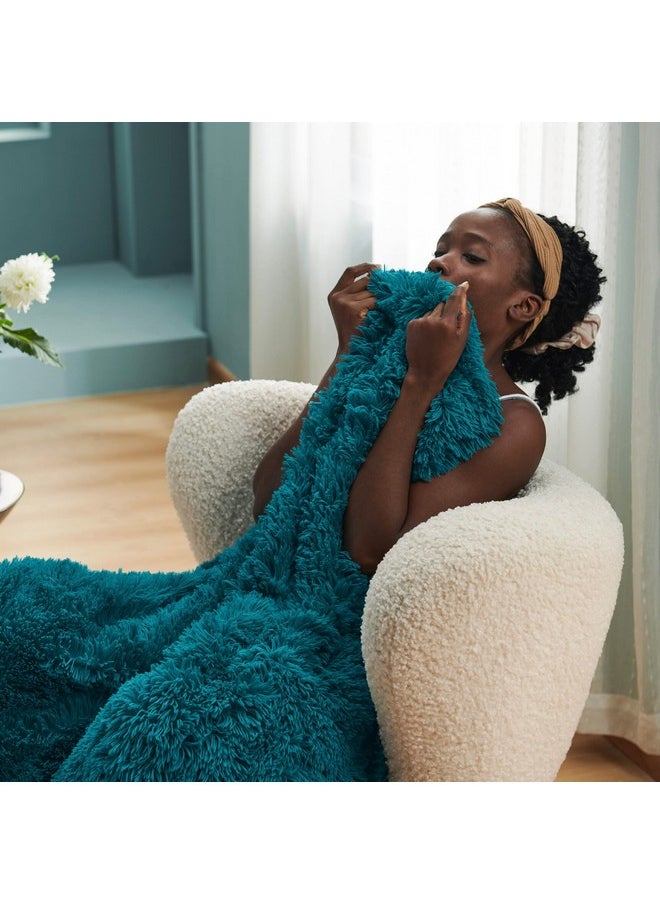 Bedsure Soft Teal Twin Blanket for Bed, Fluffy Fuzzy Blankets Twin Size for Couch, Sofa, Cozy Plush Sherpa Fleece Faux Fur Blanket, Thick Warm Christmas Blanket Gifts for Women, Men, 60x80