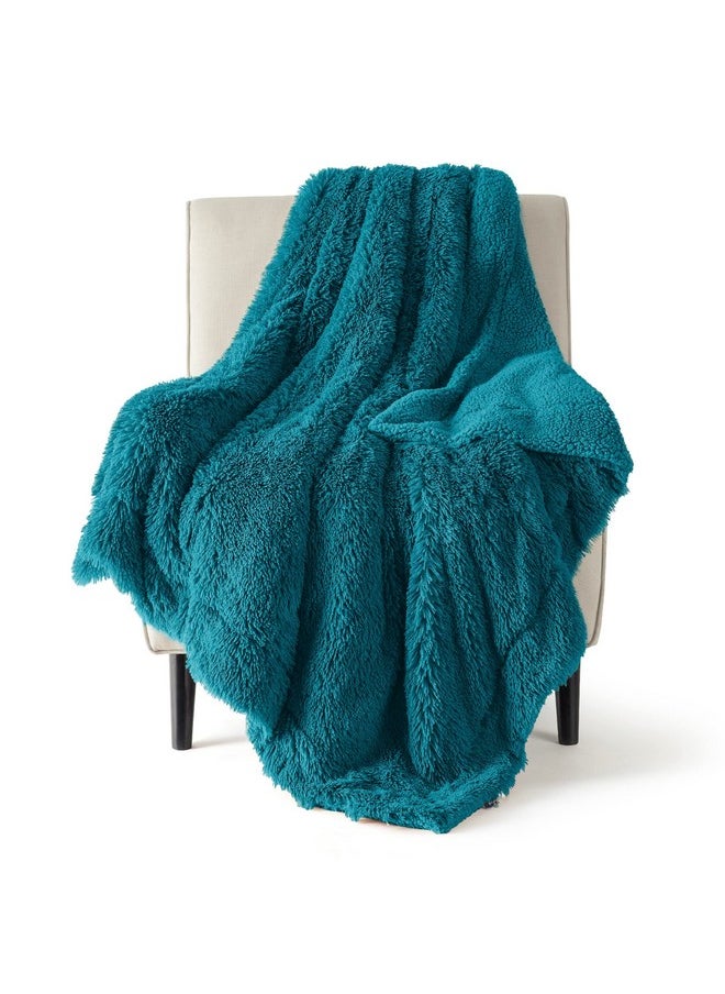 Bedsure Soft Teal Twin Blanket for Bed, Fluffy Fuzzy Blankets Twin Size for Couch, Sofa, Cozy Plush Sherpa Fleece Faux Fur Blanket, Thick Warm Christmas Blanket Gifts for Women, Men, 60x80