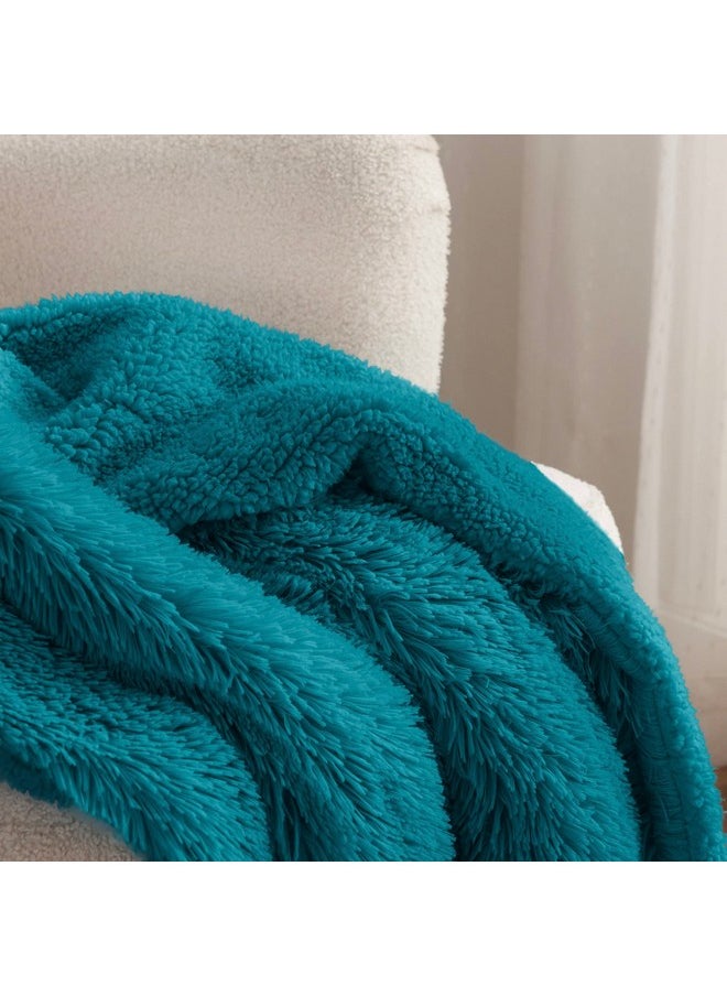Bedsure Soft Teal Twin Blanket for Bed, Fluffy Fuzzy Blankets Twin Size for Couch, Sofa, Cozy Plush Sherpa Fleece Faux Fur Blanket, Thick Warm Christmas Blanket Gifts for Women, Men, 60x80