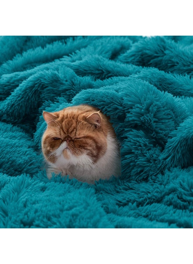 Bedsure Soft Teal Twin Blanket for Bed, Fluffy Fuzzy Blankets Twin Size for Couch, Sofa, Cozy Plush Sherpa Fleece Faux Fur Blanket, Thick Warm Christmas Blanket Gifts for Women, Men, 60x80