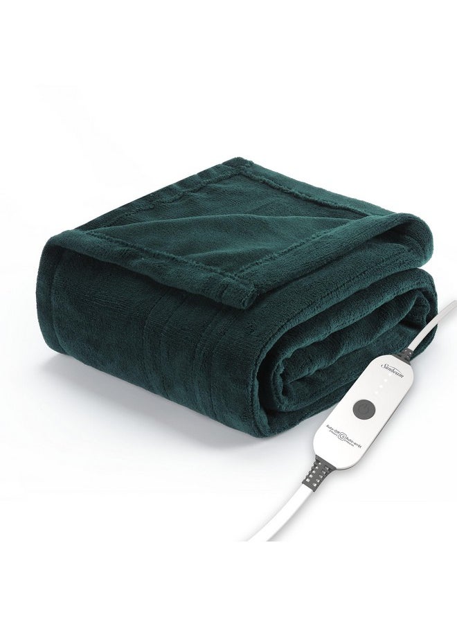 Sunbeam Royal Luxe Botanical Green Heated Personal Throw / Blanket, Cozy-Warm, Adjustable Heat Settings