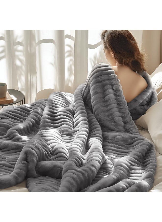 Bedsure Frost Gray Fleece Blanket for Couch - Super Soft Cozy Twin Blankets for Women, Cute Small Blanket for Girls, 60x80 Inches