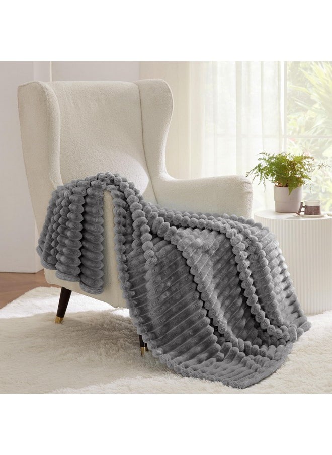 Bedsure Frost Gray Fleece Blanket for Couch - Super Soft Cozy Twin Blankets for Women, Cute Small Blanket for Girls, 60x80 Inches