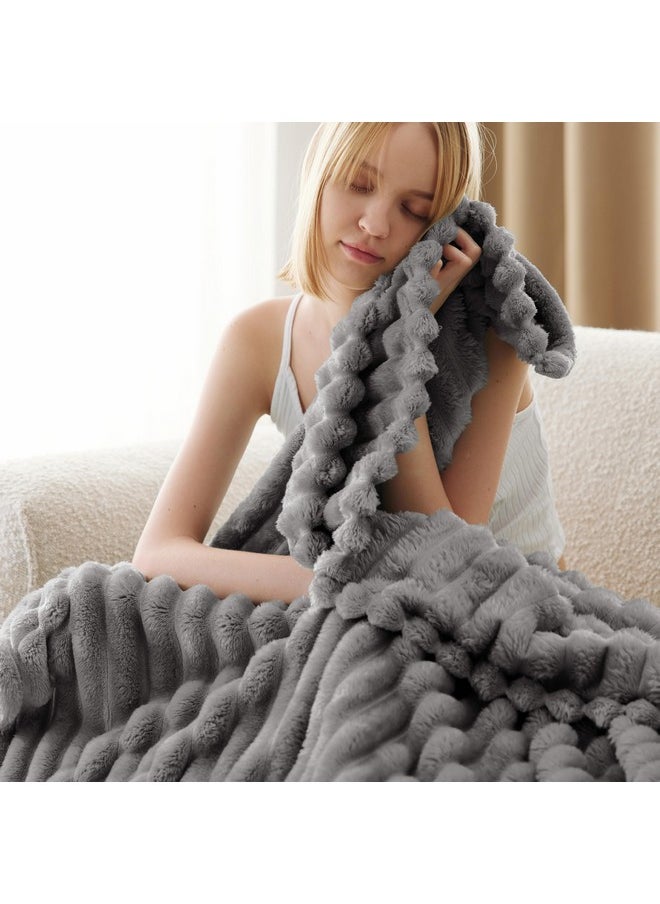 Bedsure Frost Gray Fleece Blanket for Couch - Super Soft Cozy Twin Blankets for Women, Cute Small Blanket for Girls, 60x80 Inches