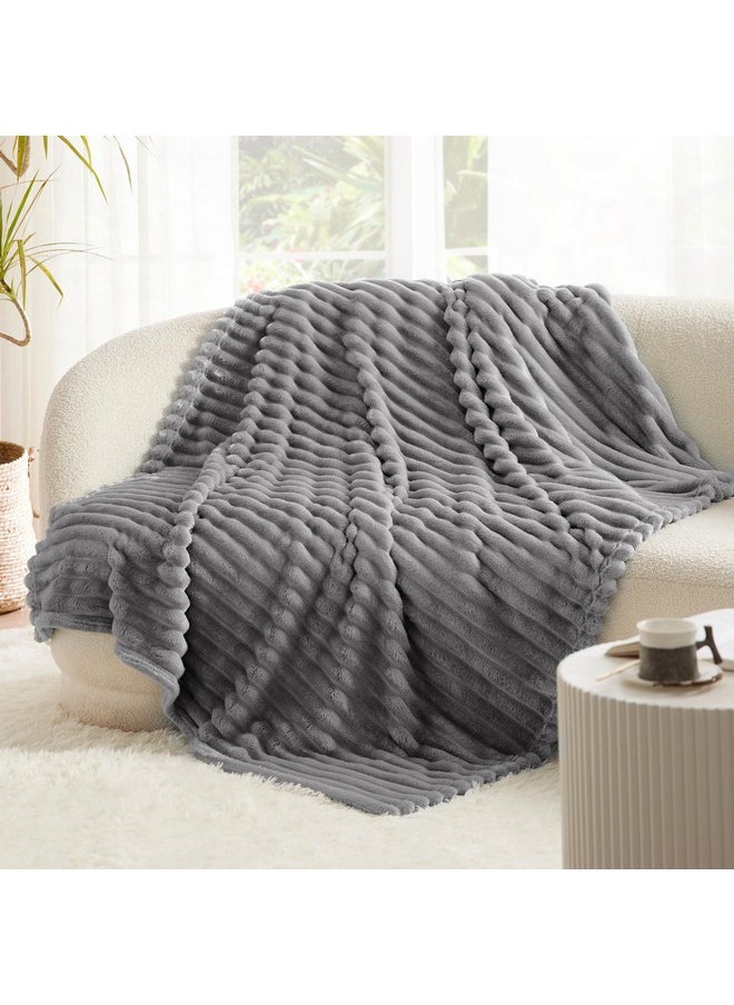 Bedsure Frost Gray Fleece Blanket for Couch - Super Soft Cozy Twin Blankets for Women, Cute Small Blanket for Girls, 60x80 Inches