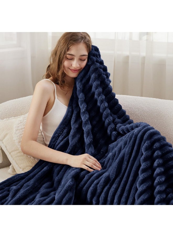 Bedsure Blue Fleece Blanket for Couch - Super Soft Cozy Twin Blankets for Women, Cute Small Blanket for Girls, 60x80 Inches