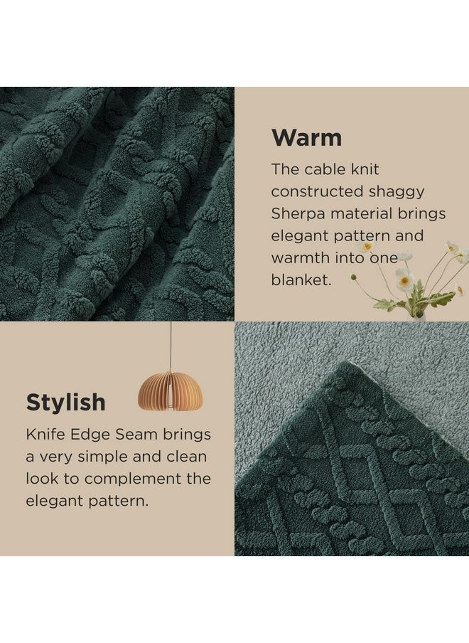 Bedsure Sherpa Blanket Twin Size - Twin Blanket Fuzzy Soft Cozy Throw for Couch, Fleece Thick Warm Christmas Blanket for Winter, Dark Green, 60x80 Inches