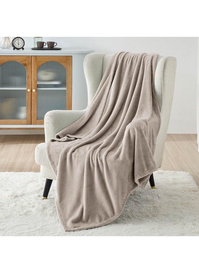 Bedsure Fleece Throw Blanket for Couch Oxford Tan - Lightweight Plush Fuzzy Cozy Soft Blankets and Throws for Sofa, 50x60 inches