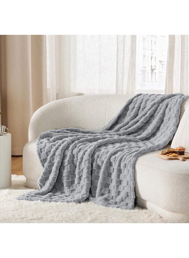 Bedsure Silver Grey Throw Blanket for Couch - Super Soft Cozy Blankets for Women, Cute Small Fleece Blanket for Girls, 50x60 Inches