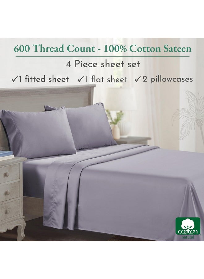 CALIFORNIA DESIGN DEN 5-Star Hotel 600 Thread Count 100% Cotton Sheets Set - Soft & Smooth Queen Sheet Set with Deep Pockets, Quality Beats Egyptian Cotton Claims (Lavender)