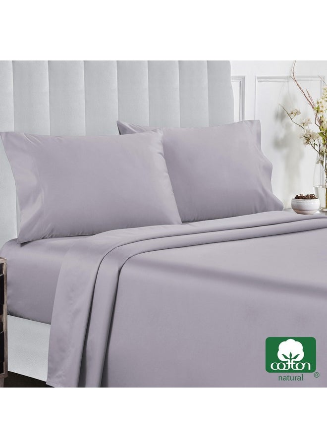 California Design Den 400 Thread Count 100% Cotton Sheets, King Size Sheet Set, Luxury Sheets & Pillowcases, Breathable Bedding for King Bed, Sateen, King Bed Sheets with Deep Pockets (Lavender Gray)